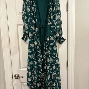 LC Lauren Conrad Floral Green Maxi Dress